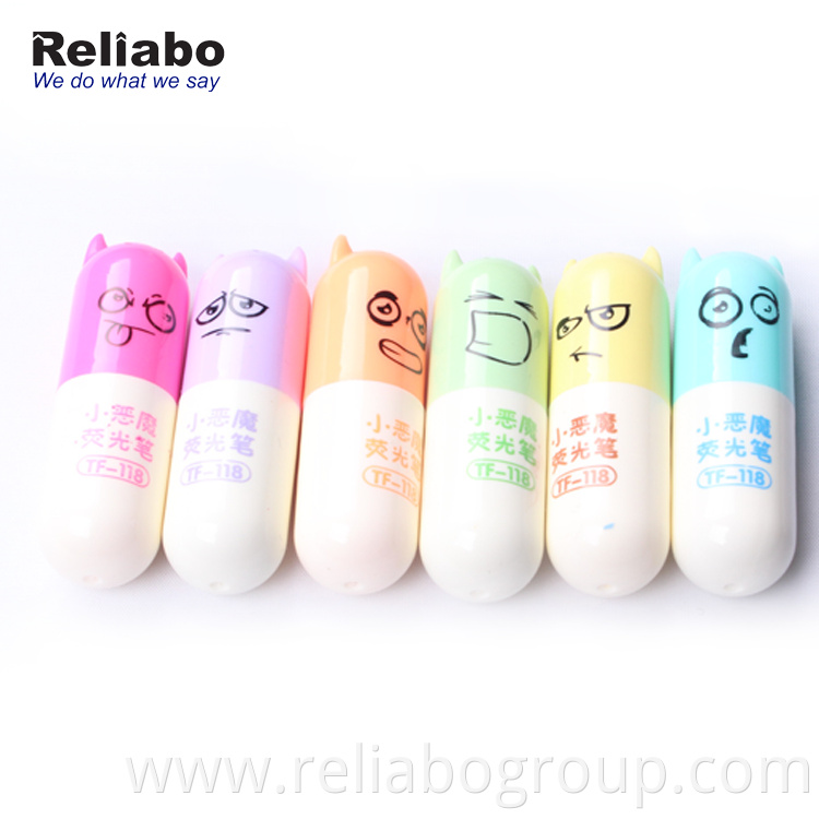 Reliabo School Stationery Custom Mini Lovely Capsule Shape Highlighter Pens